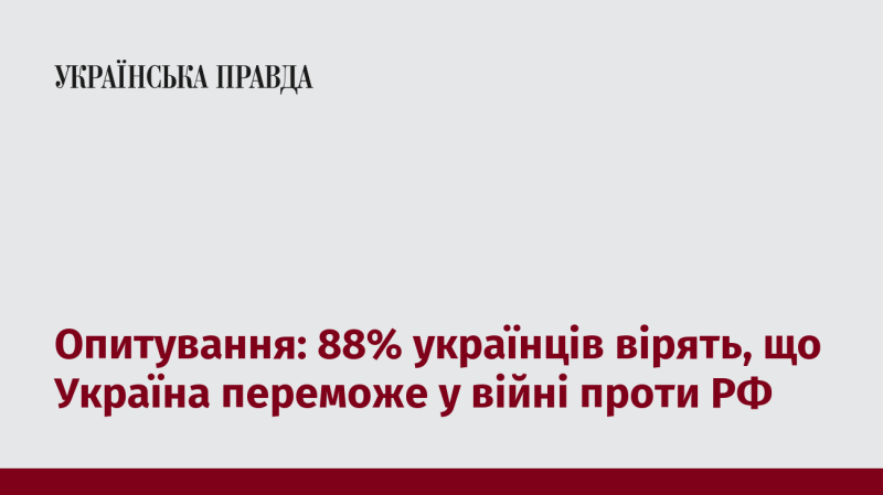 Опитування показує, що 88% громадян України впевнені в тому, що їхня країна здобуде перемогу у війні з Російською Федерацією.